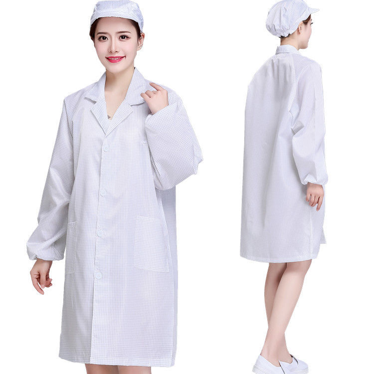 防静电网格大褂上衣格子静电衣无尘防护服电子厂工作服