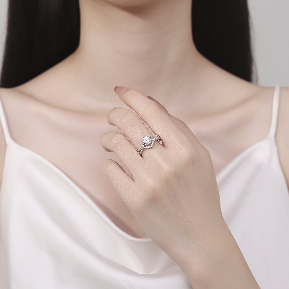 Wholesale Jewelry Elegant Modern Style Geometric Copper Zircon Adjustable Ring display picture 1