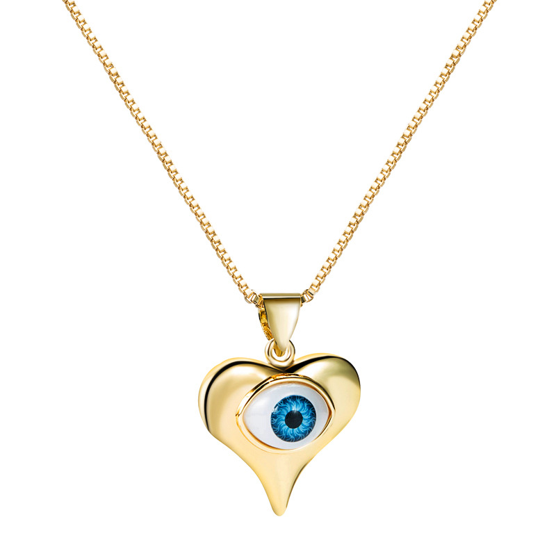 Wholesale Jewelry Heart-shaped Devil Eye Pendant Copper Necklace Nihaojewelry display picture 11