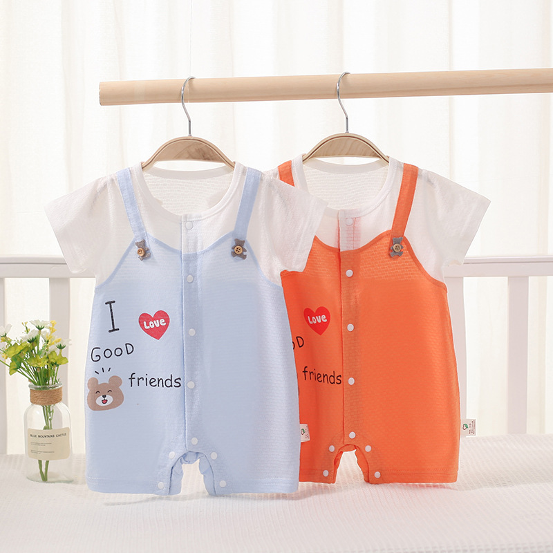 Summer New Baby jumpsuit Newborn Boneless Harper Baby Strap Short-sleeved jumpsuit Thin Climbing Suit