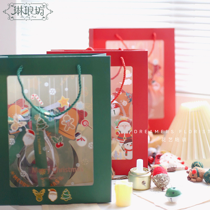 Bolso DE LA VENTANA DE Navidad 21 nueva tienda de flores material de embalaje floral regalo bolso de mano embalaje de fruta segura