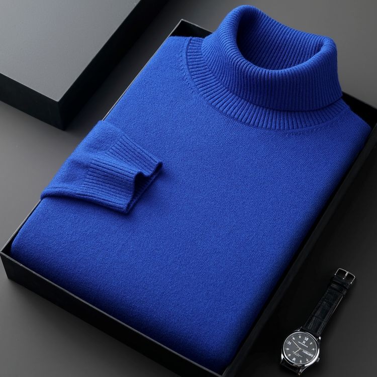 Thickened Worsted Wool Knitwear Men's Autumn and Winter Half Turtleneck Simple Casual Pure Color Warm Base Knitwear Knitwear
