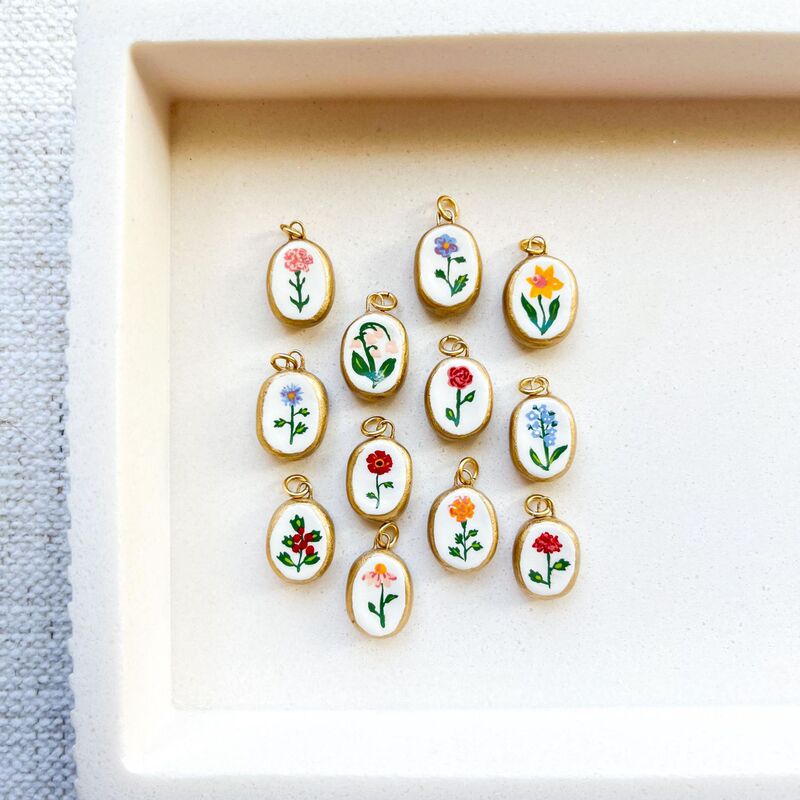 European and American Cross-Border Jewelry Accessories Dopamine Ins Fashion Simple Oil Painting December Flower DIY Pendant Wholesale