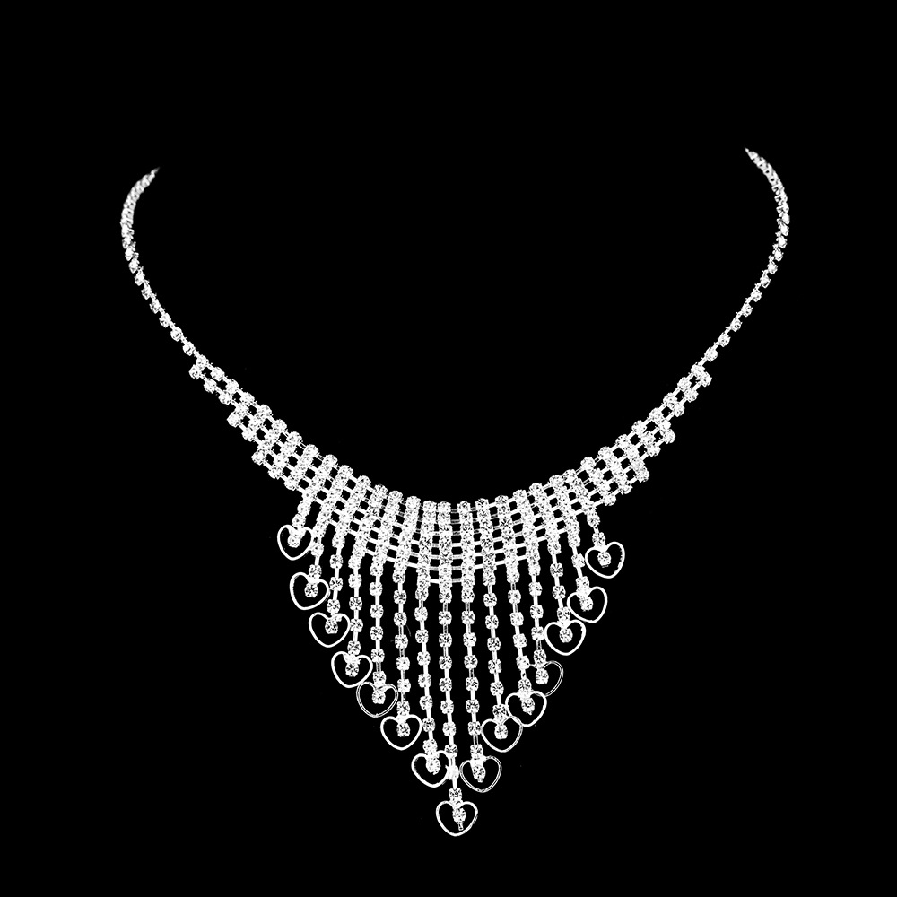 Wholesale Crystal Rhinestone Jewelry Necklace Set Bridal Wedding Two-piece Set display picture 3