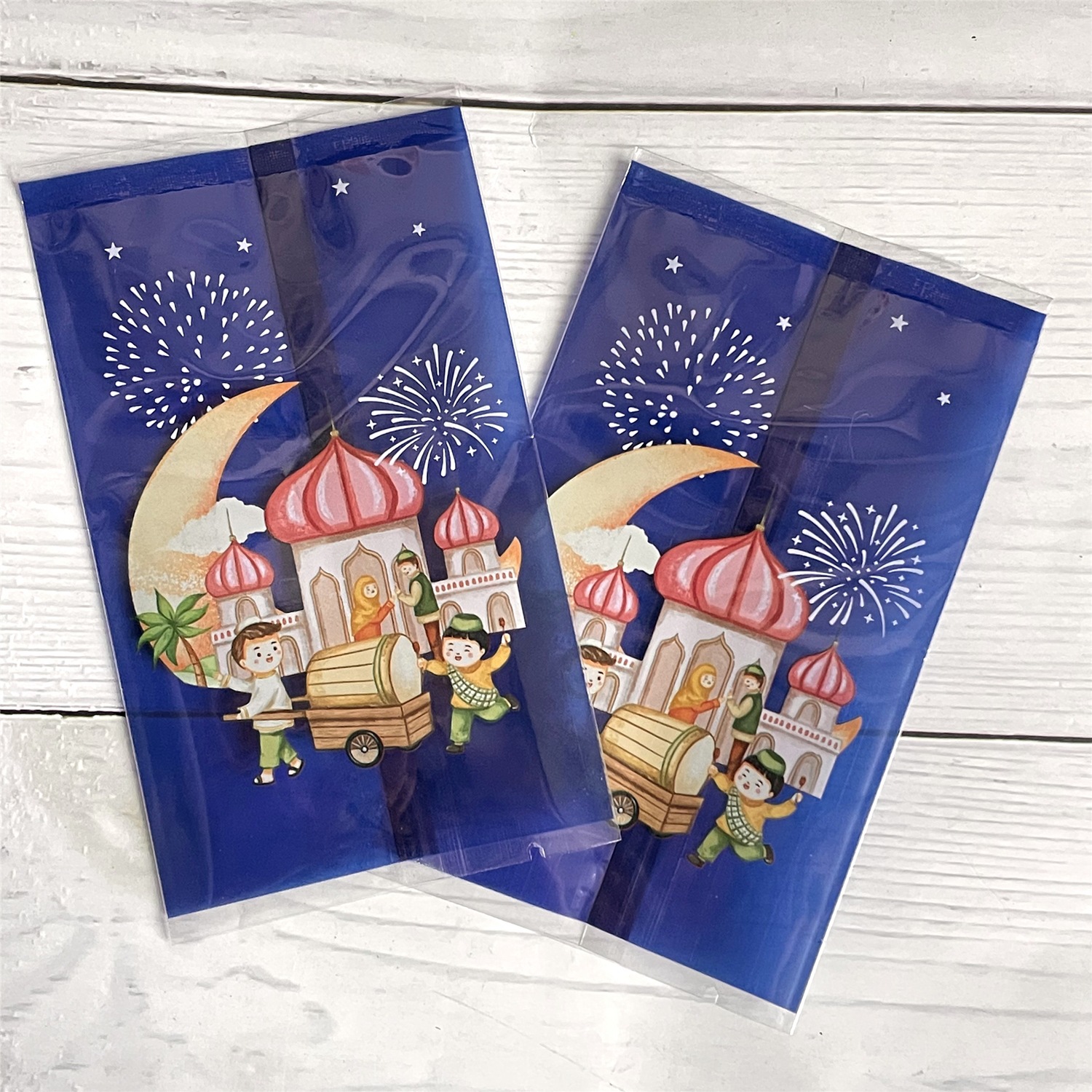 7*12cm 烟花月亮城堡饼干袋节日包装袋西点绿豆糕点食品机封袋了