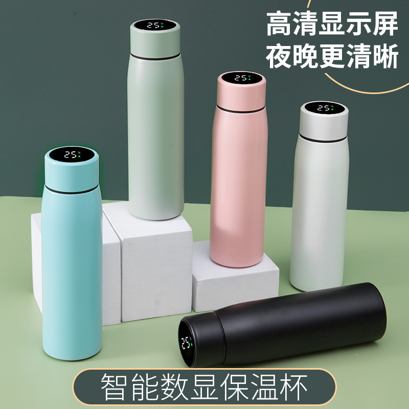 Nueva Pantalla de temperatura inteligente creativa Morandi color de los hombres y las mujeres taza de acero inoxidable termo vacío taza de regalo