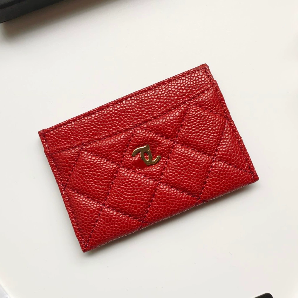 Кардхолдер (стиль Chanel) из натуральной кожи, стеганый тонкий кошелек, 7.5×11.2×0.5 см, мультicolor