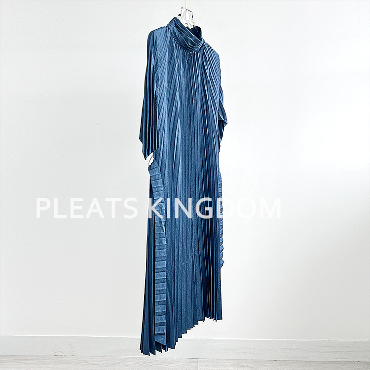Japanese and Korean-style pleated Women's Mid-sleeve dress handmade pleated craft urban gorgeous slim-fit mid-length dress