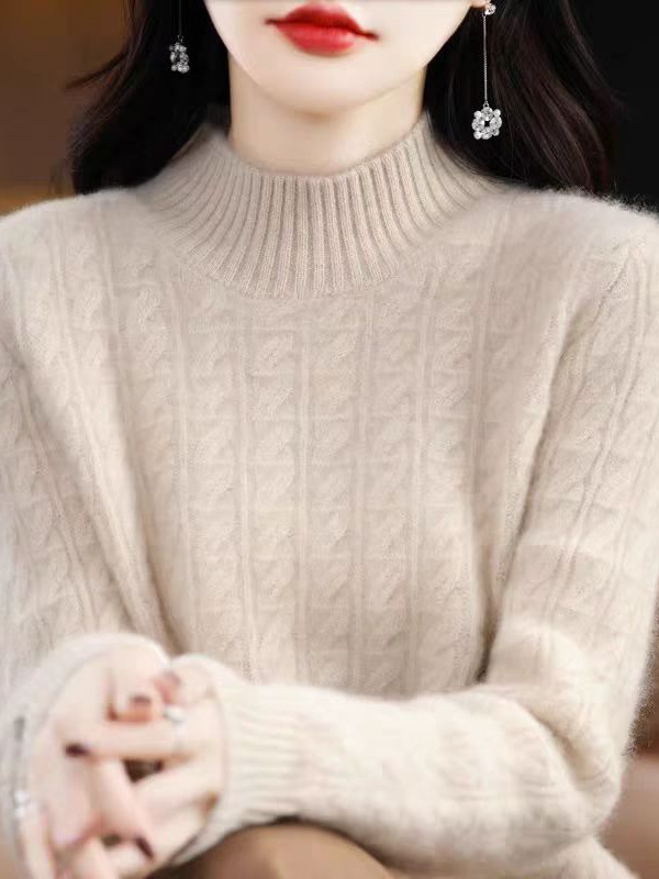 羊绒毛衣女25秋冬新款半高领打底衫加厚针织衫内搭宽松纯色上衣保|undefined