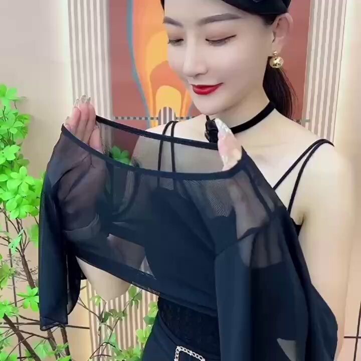 Bat Sleeve Fairy 2025 Summer Ultra-Thin See-Through Mesh Short-Sleeved T-Shirt Blouse Round Neck Half Top Women's New