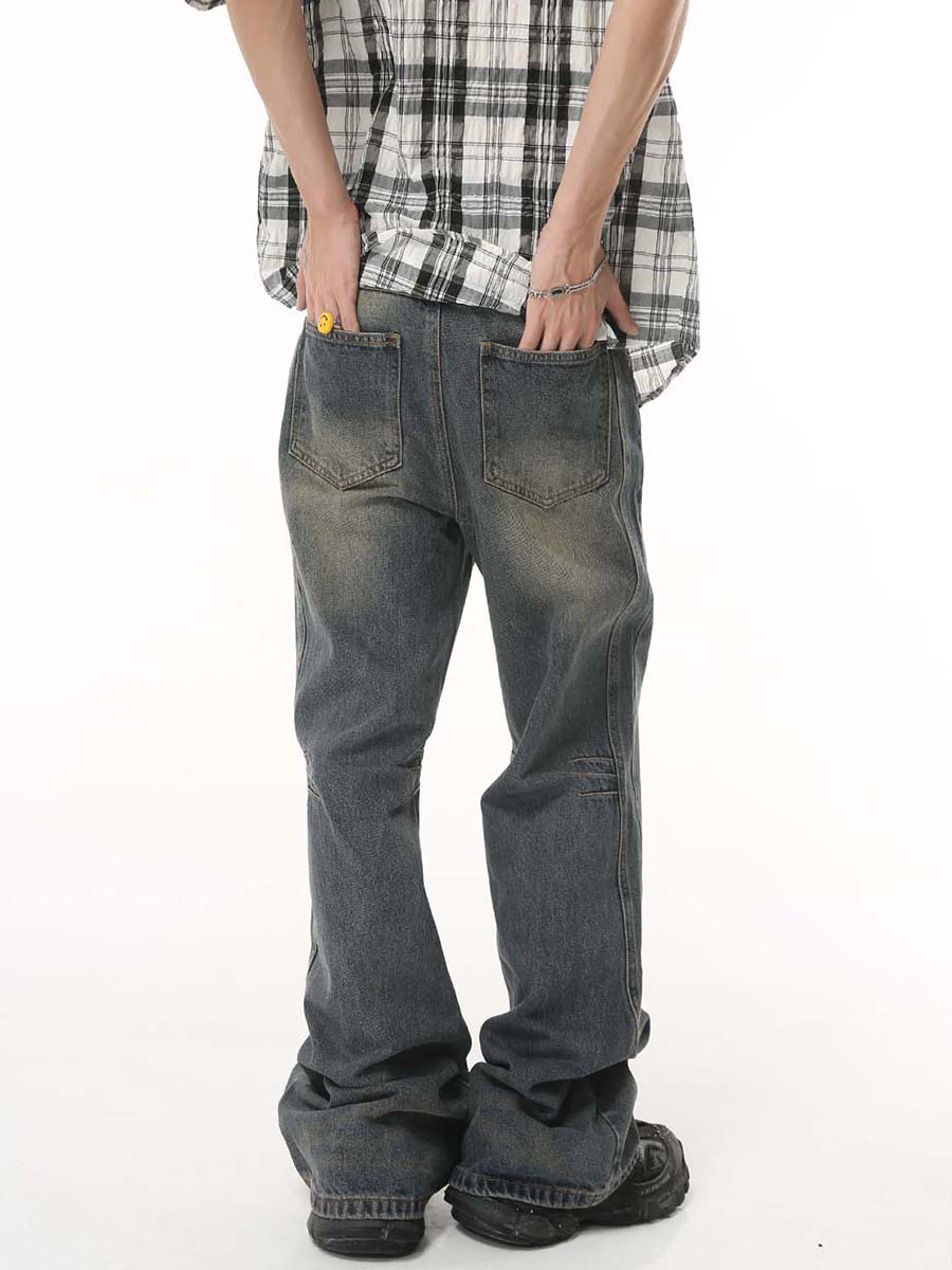 Mtlclothes ropa de Hombre | 2023 cuatro estaciones nuevo casual Hong Kong estilo retro apenado flaco jeans