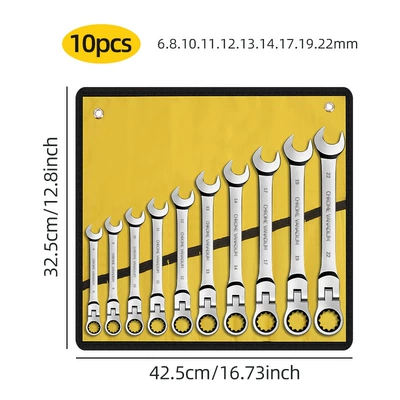 72-tooth quick dual-use open-end wrench, Mühərrik tənzimləmə alətləri - 10pcs-yellow-cloth-bags