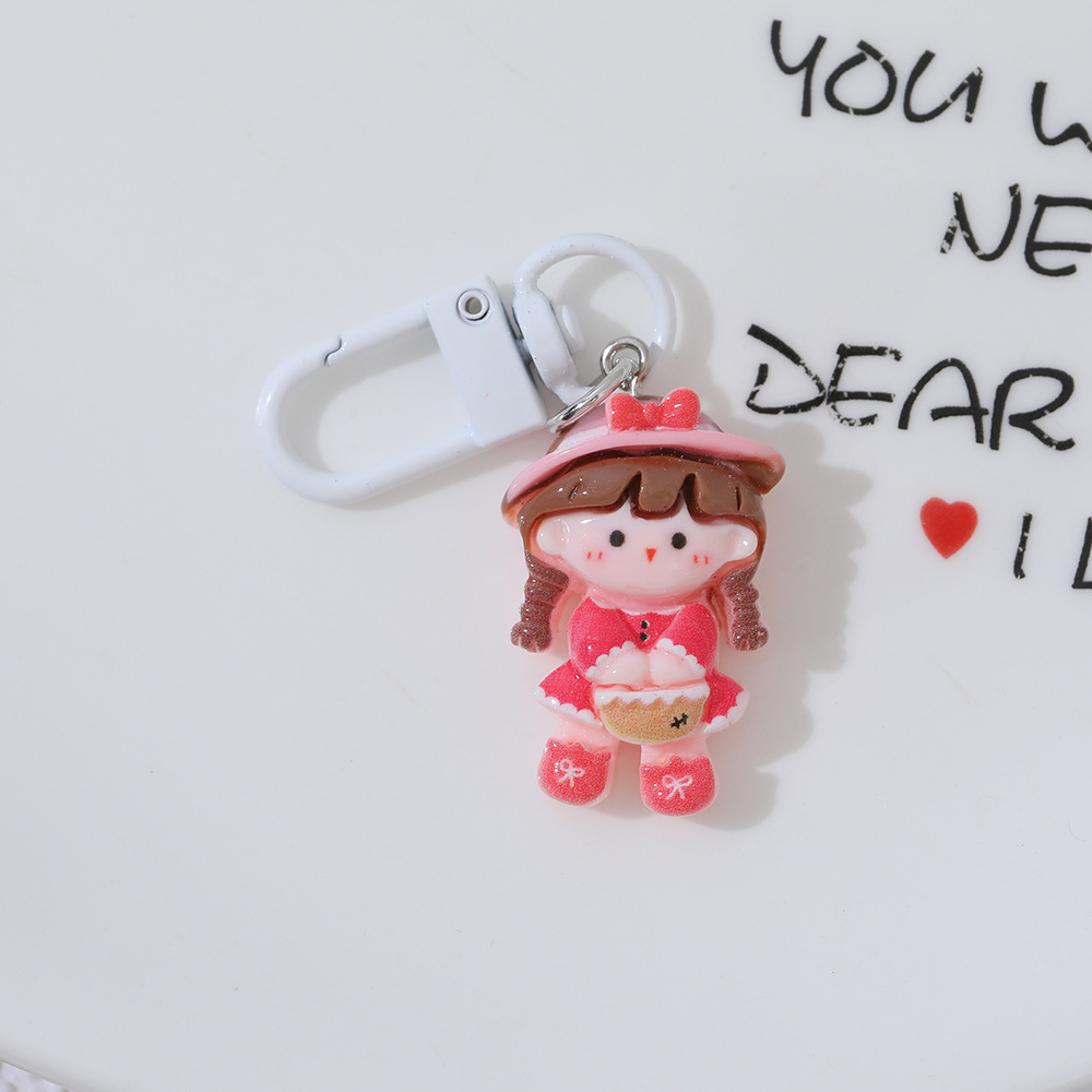 Nuevo estilo con capucha chica DIY resina llavero original chica mochila dibujos animados hebilla novias regalo Accesorios
