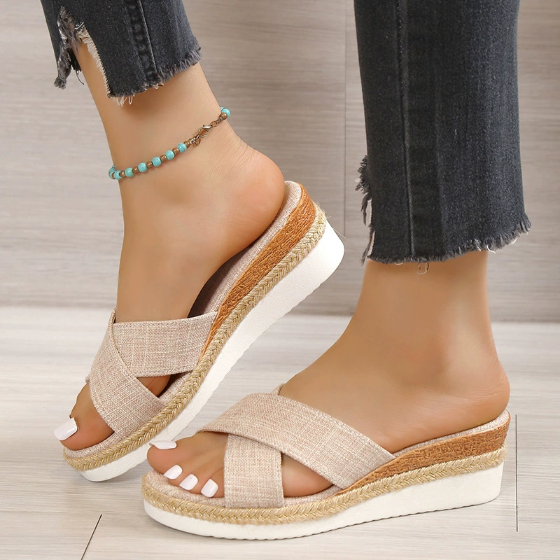Slide platform, comfortable slippers for leisure, plus size, European style