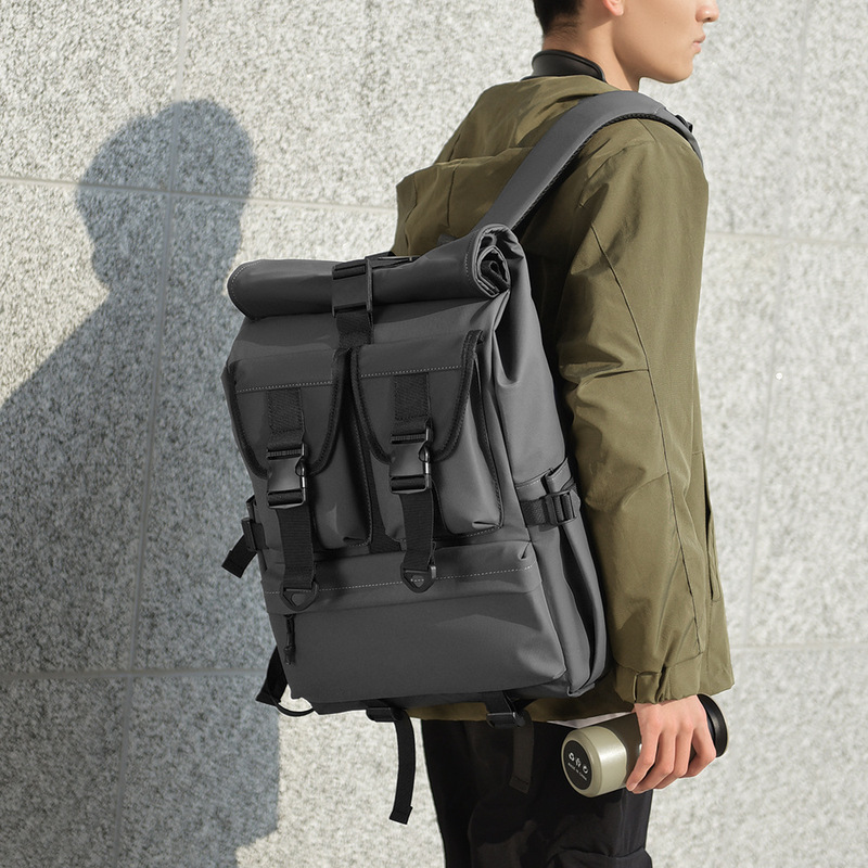 New Roll Top Casual Backpack Men's New Anti-Splash Computer Backpack Fashionable Large Capacity Business Commuter Bag New Roll Top Casual Backpack Men's New Anti-Splash Computer Backpack Fashionable Large Capacity Business Commuter Bag