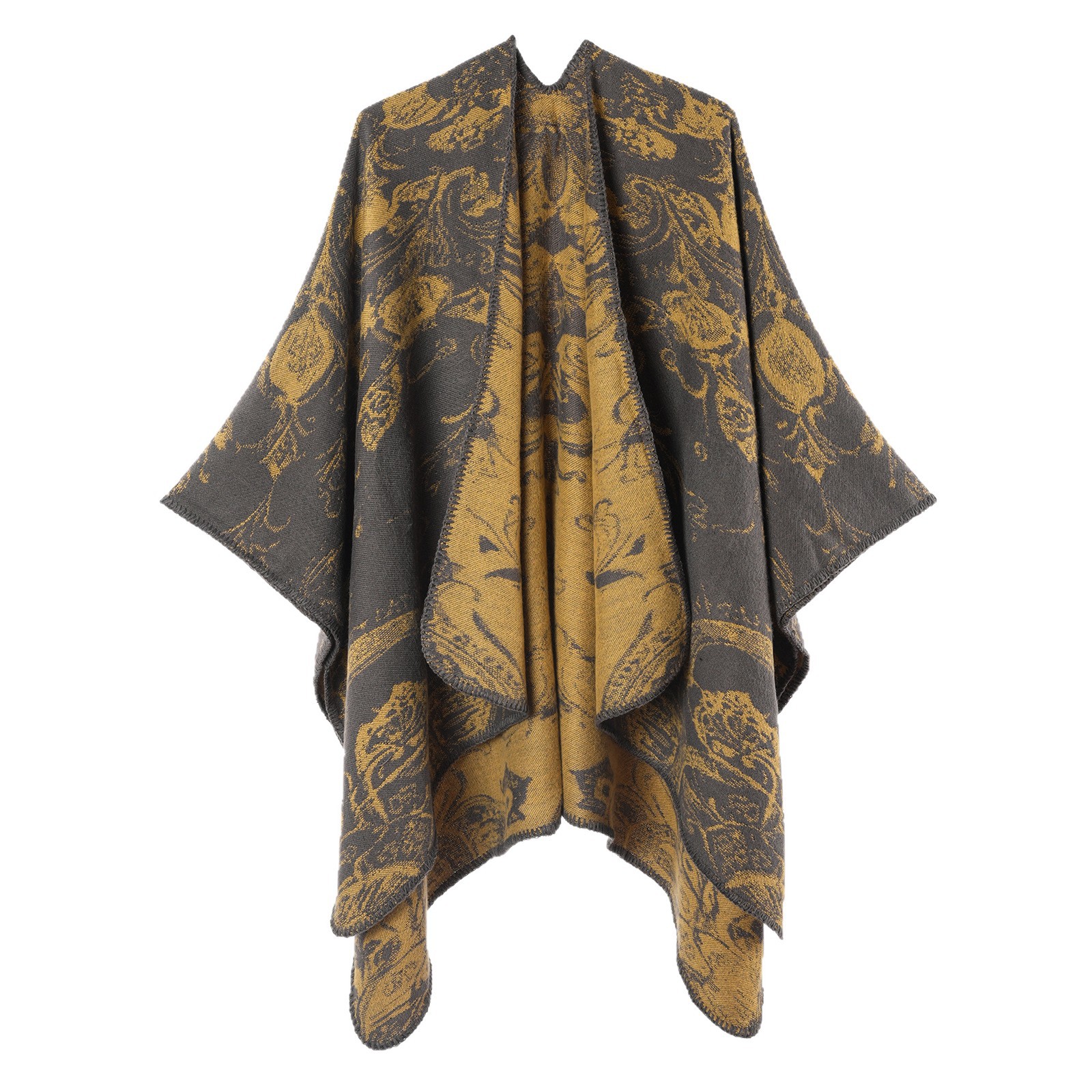 Chal vintage de jacquard para mujer de falso cachemir de invierno_voghion.com