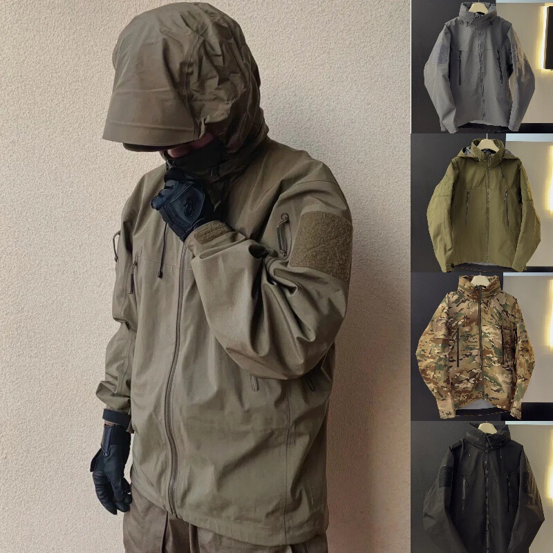 Niao Jia Outdoor Tactical Hooded Jacket Windproof Waterproof Hard Shell Jacket Workwear Jacket Mountaineering Hiking Cycling Jacket