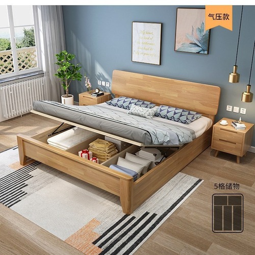 Simple solid wood bed for home, master bedroom bed, 1.8-meter double bed, rental apartment, small-sized 1.2-meter wholesale solid wood bed