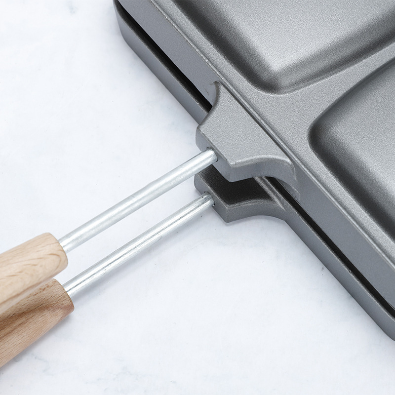 Suministro directo de fábrica hogar de aluminio de doble capa sartén antiadherente de doble cabeza desayuno extraíble sartén sándwich para hornear pan