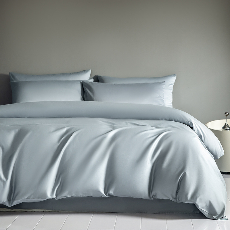 100 traje de cama de satén de algodón de fibra larga de cuatro piezas de algodón puro 2025 nuevo traje de tres piezas de funda de edredón de sábana de lujo ligero 4