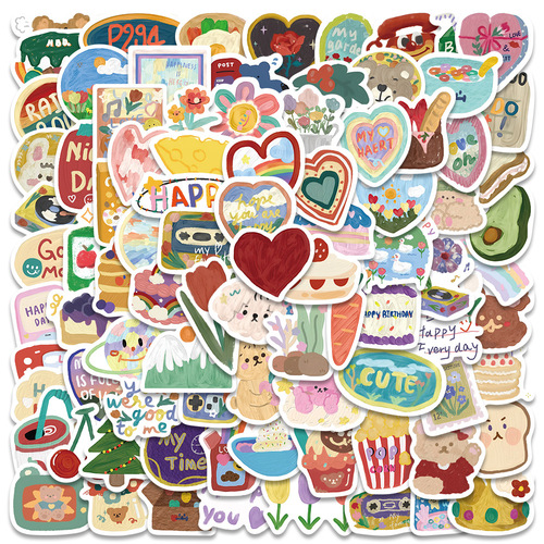 90 Korean ins style girly heart cute stickers suitcase water cup mobile phone computer toy DIY stickers