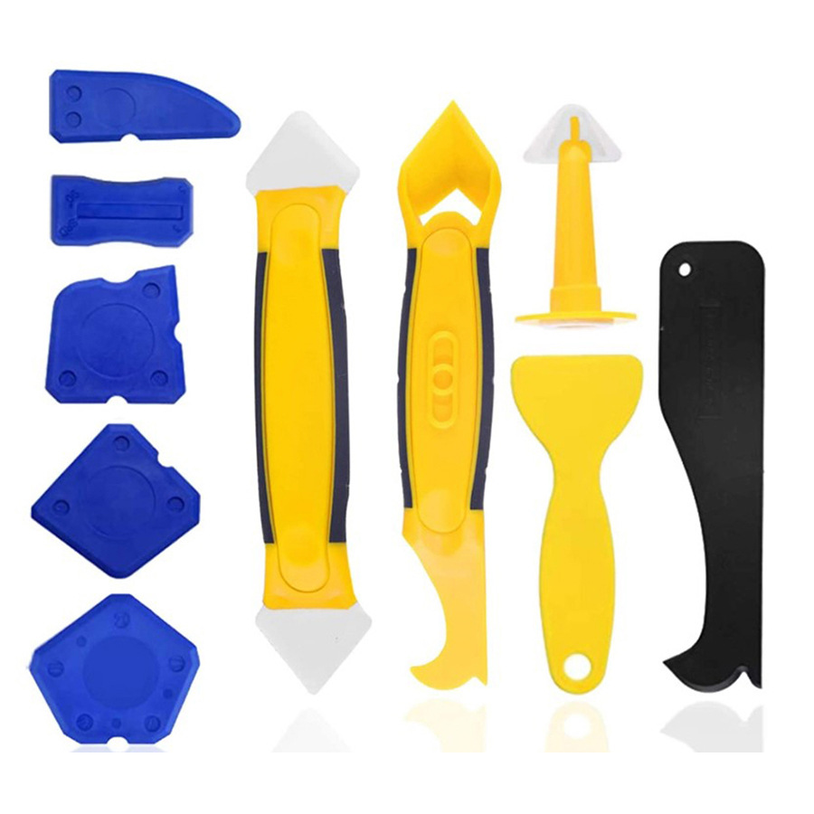 跨境刮胶器玻璃胶美缝刮板填缝喷嘴塑料铲胶器阴阳角器10件套
