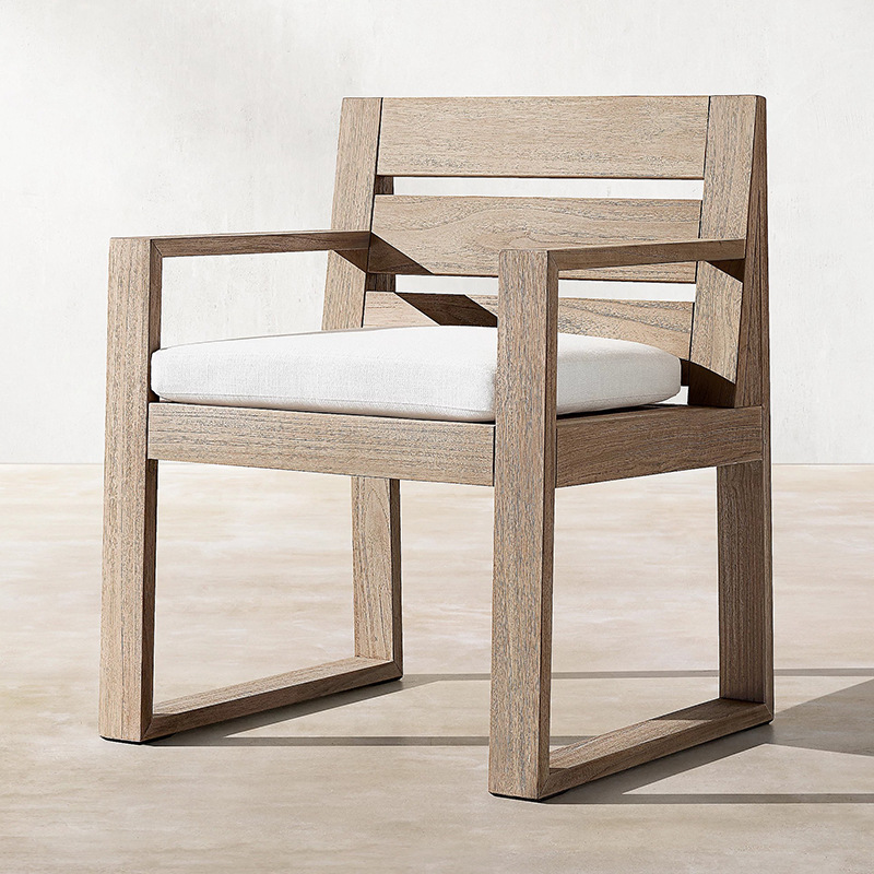 Nordic ocio al aire libre patio mesa y silla combinación teca Villa Jardín de madera maciza anticorrosión madera mesa al aire libre protección solar a prueba de agua image 4