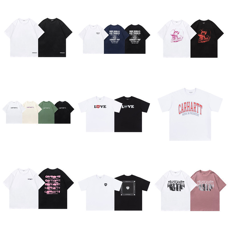 Cross-Border Foreign Trade Trendy Carhartt Classic Letter Embroidery Crew Neck Short-Sleeve T-Shirt, Loose Fit Unisex Couple's Base Shirt Cross-Border Foreign Trade Trendy Carhartt Classic Letter Embroidery Crew Neck Short-Sleeve T-Shirt, Loose Fit Unisex Couple's Base Shirt