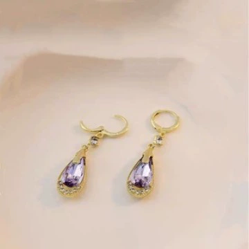 Серебряная игла, зелёные модные фиолетовые серьги, стиль высокого качества, простой и элегантный дизайн
