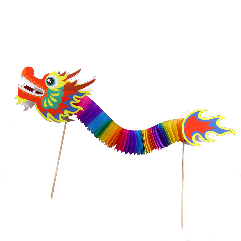 Año del Dragón regalo de Año Nuevo para niños hecho a mano bricolaje paquete de material de producción jardín de infantes Guochao papel dragón creativo juguete de la danza del dragón