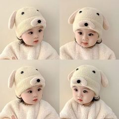 婴儿帽子秋冬款针织毛线帽婴幼儿冬季可爱超萌套头帽男宝宝护耳帽