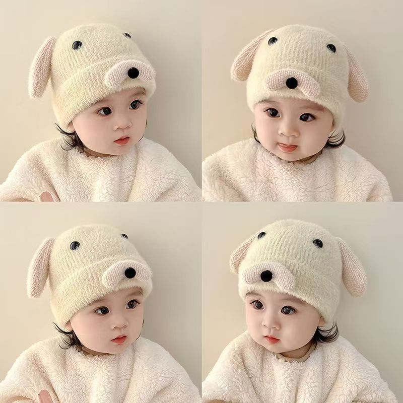 婴儿帽子秋冬款针织毛线帽婴幼儿冬季可爱超萌套头帽男宝宝护耳帽|undefined