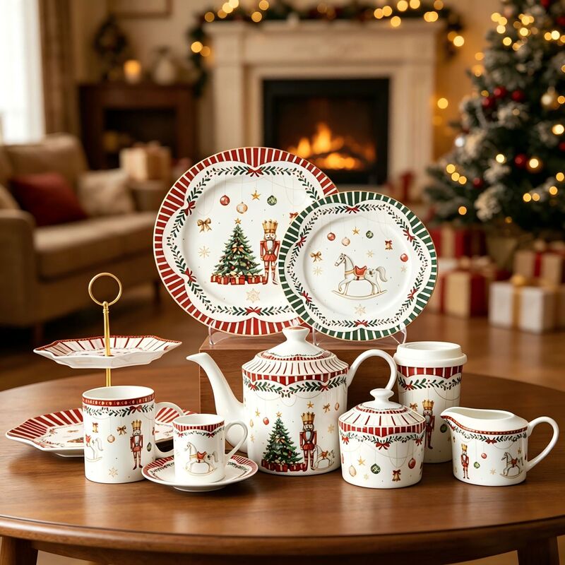Christmas Nutcracker Ceramic Tableware Set Home Dessert Plate Bowl Mug Atmosphere Western Dinner Plate Coffee Cup Christmas Nutcracker Ceramic Tableware Set Home Dessert Plate Bowl Mug Atmosphere Western Dinner Plate Coffee Cup