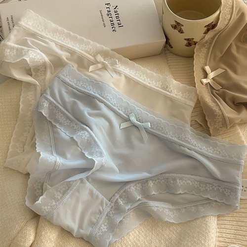 New Cream Girls Underwear Solid Color Seamless Quick-Drying Lace Sexy Ultra-Thin Summer High-End Thin Mask Shorts