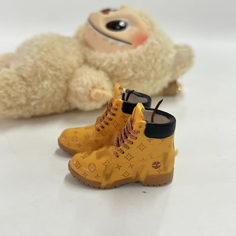 LABUBU Zapatos Rabu Ropa de bebé 17cm felpa vinilo bolso de muñeca colgante para zapatos desnudos caja ciega