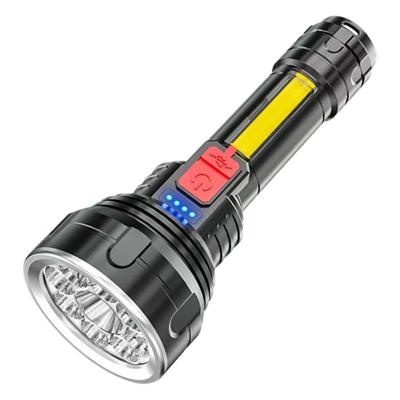 Nuevo 9led luz fuerte linterna recargable al aire libre iluminación hogar emergencia linterna portátil multifunción linterna