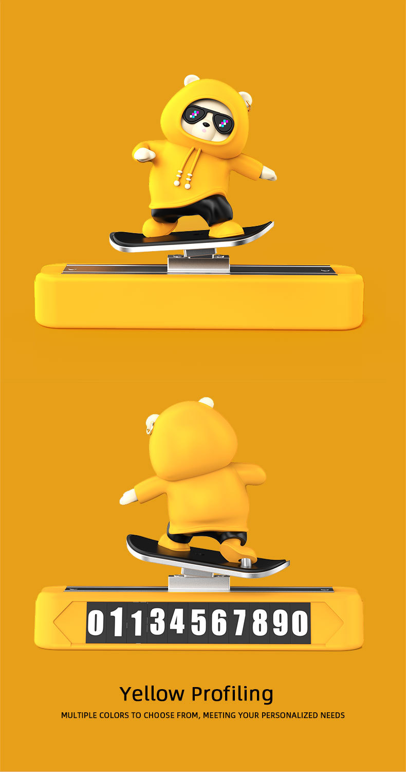 Cartoon temporary parking phone number plate moving bear cute car ornaments moving license plate number personality creative