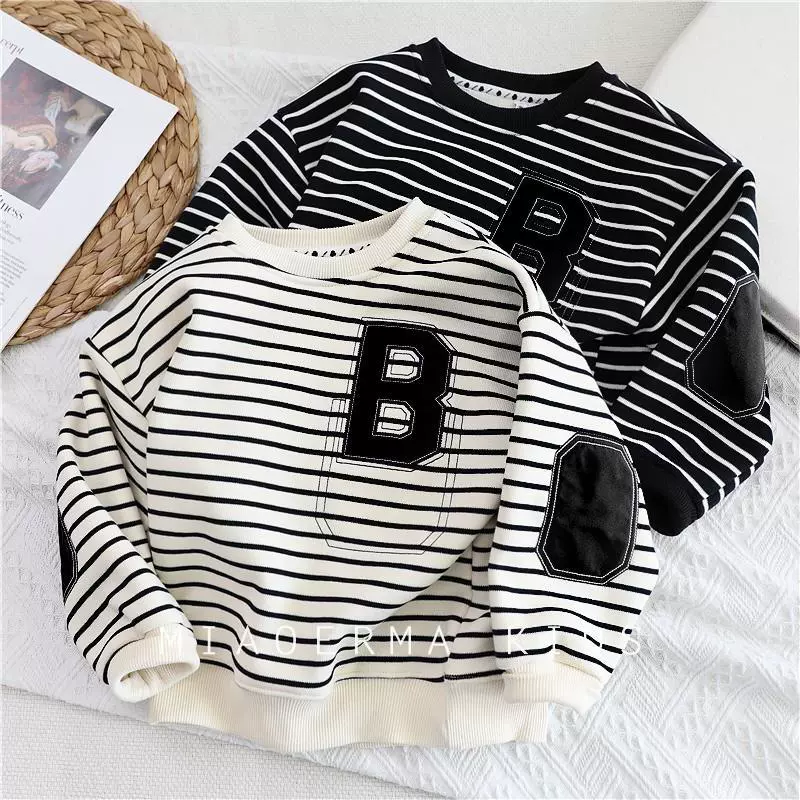 # Мальчик свитер весна и осень новый средний мальчик в полоску