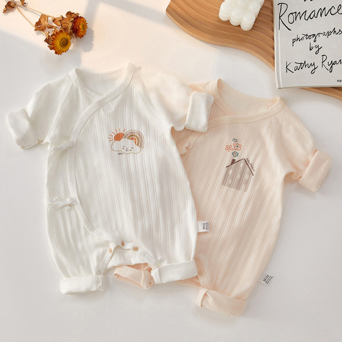 Newborn clothes, summer thin newborn baby clothes, baby air-conditioned clothes, long-sleeved pajamas, baby jumpsuits