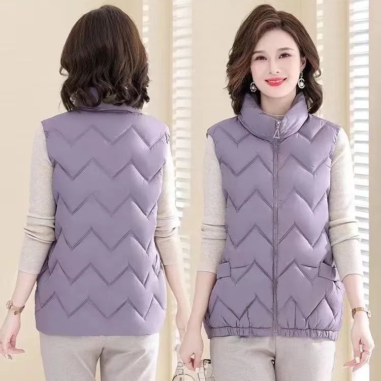 Down cotton vest women's autumn and winter fashion mom vest jacket loose lightweight vest waistcoat warm cotton coat top Down cotton vest women's autumn and winter fashion mom vest jacket loose lightweight vest waistcoat warm cotton coat top