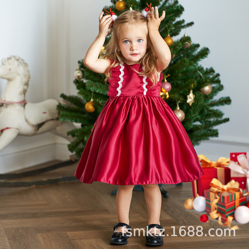 Girls' Christmas Dress 2026 New Style Infant Baby One-Year-Old Dress Carnival Party Stage Performance Dress