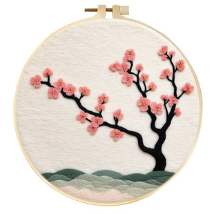 Needle Felt Beginner Wool Felt Painting Handmade Fabric Embroidery Material Bag Kit Stereo Creative Plum Blossom Ancient Felt Painting