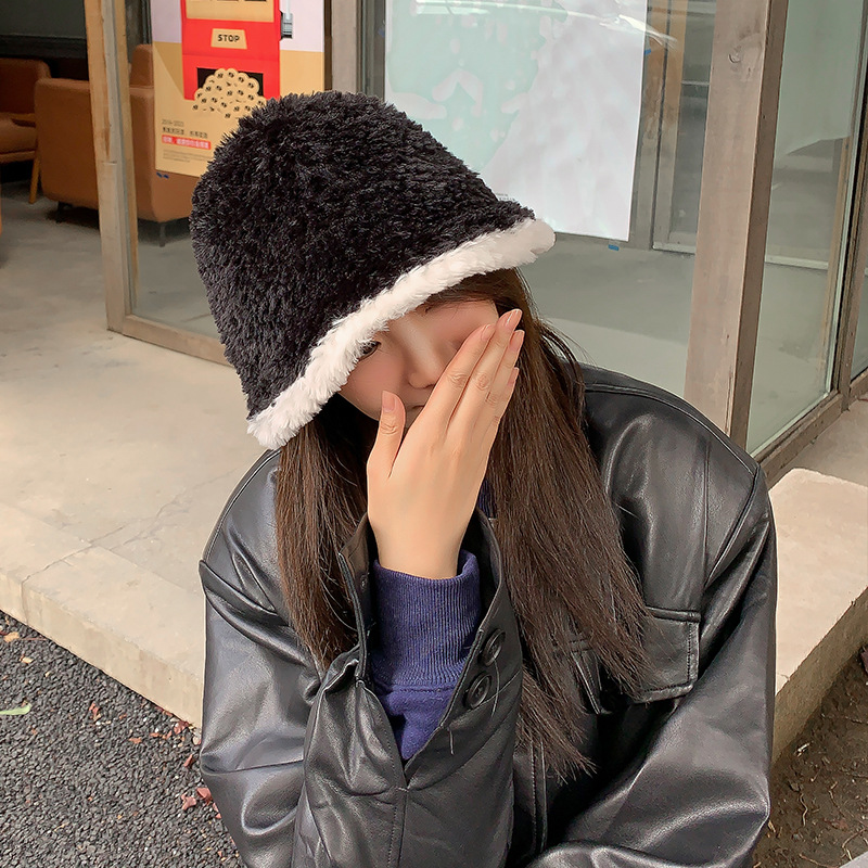 Plüschmützen für Kinder zum Warmhalten im Herbst und Winter Strickmützen für Fischer Vermietermützen Mützen aus Wassermelonenhaut Winterwollmützen mit runder Oberseite_voghion.com