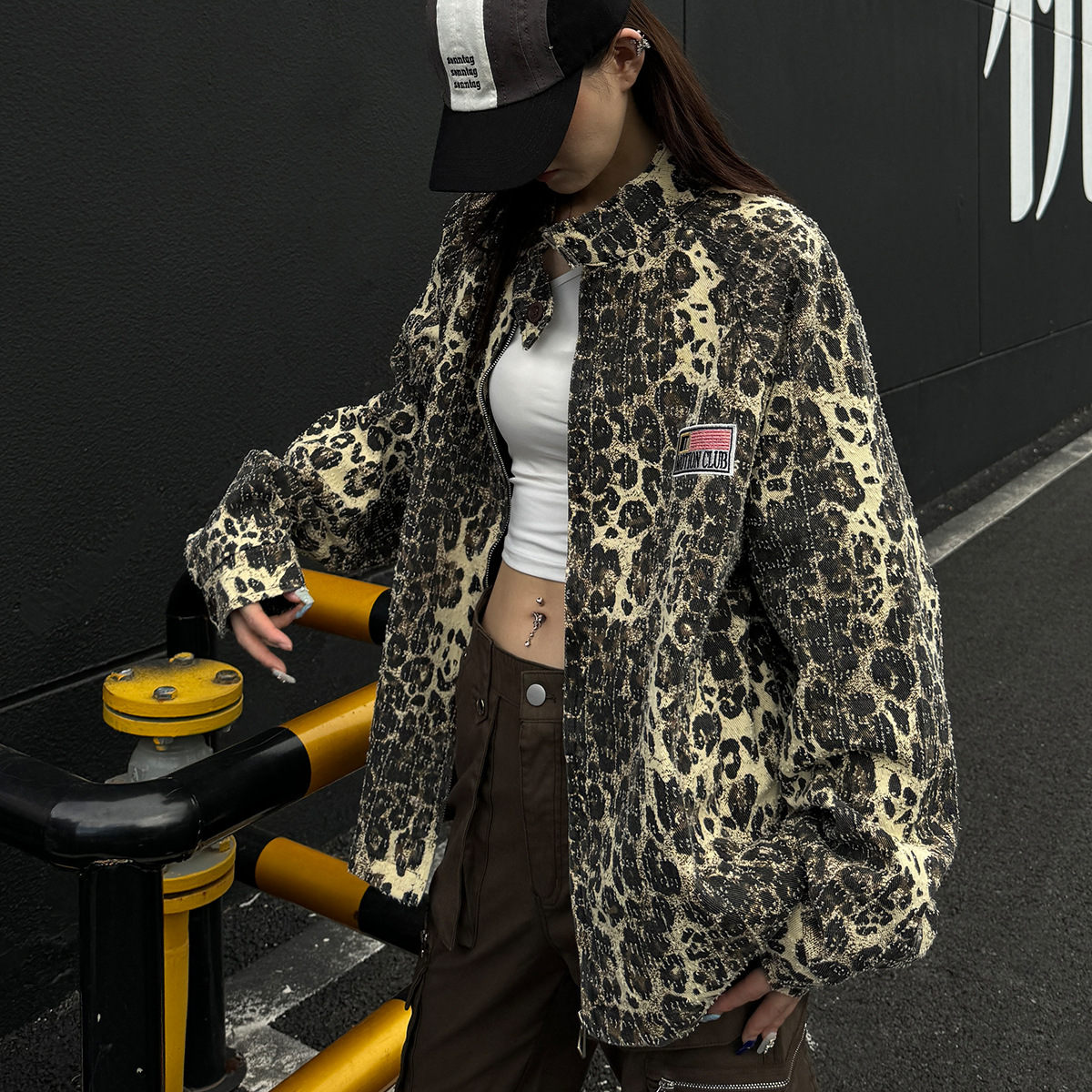 Sieviešu apavi 2024. gada rudens un ziemas jaunā retro noskaņas leoparda raksta Harrington darba jaka vīriešu un sieviešu mēteļi_voghion.com