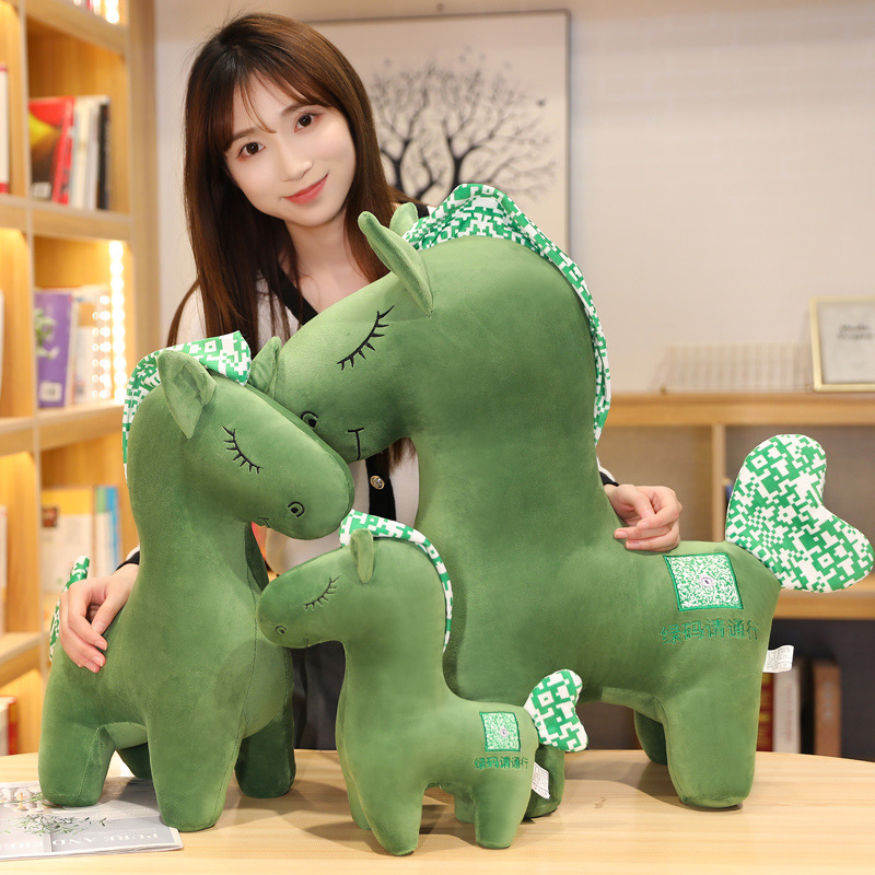 Creativo pony muñeca verde caballo peluche muñeca juguete decoración colgante actividad regalo