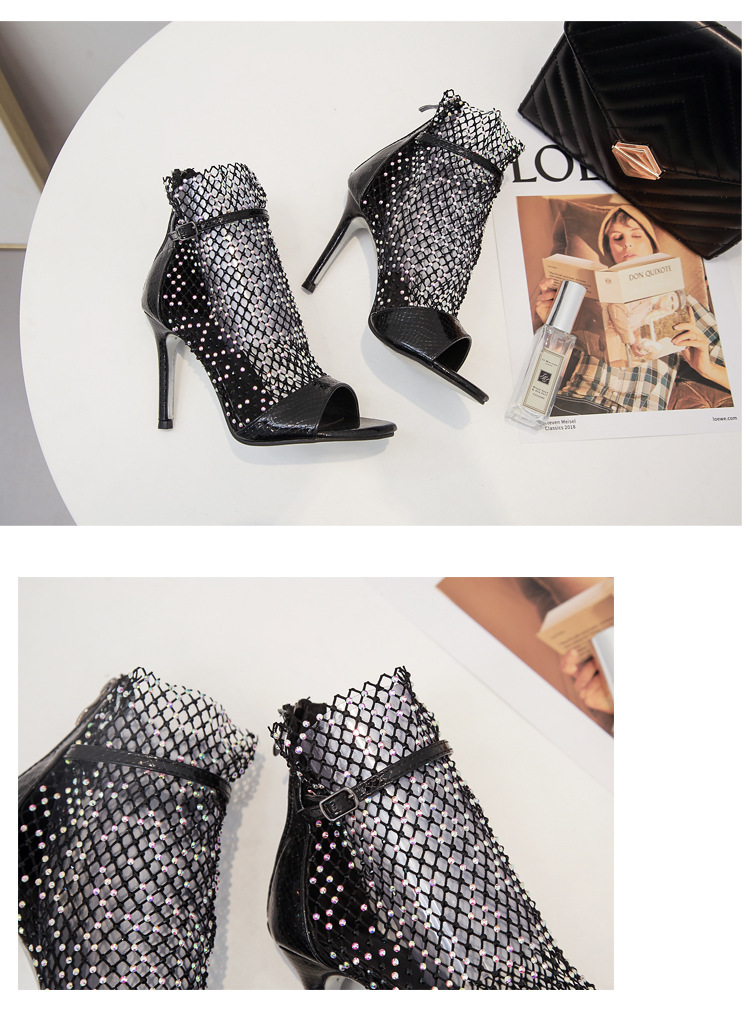 Women's Streetwear Solid Color Rhinestone Open Toe Sandals Boots display picture 3