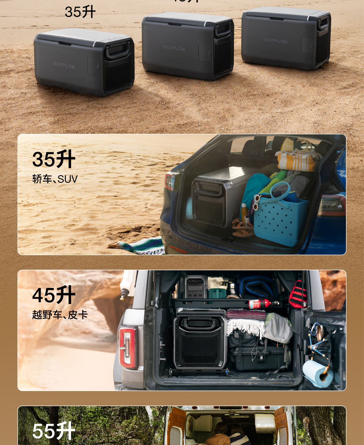 Ef Ecoflow Zhenghaoling Classic Outdoor Car Refrigerator with Dual Temperature Zones for Refrigeration and Freezing ±20 ℃