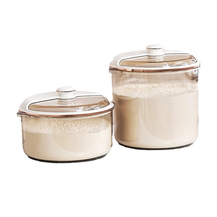 Cubo de arroz tipo empuje a prueba de insectos a prueba de humedad sellado 20kg caja de olla de arroz harina de arroz Medición de almacenamiento granos gruesos Cubo de arroz de plástico