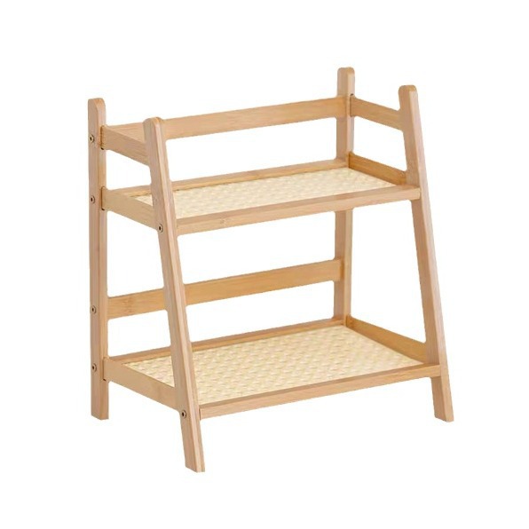 Ins estilo medieval tela de caña cremosa de doble capa escritorio estante dormitorio oficina cocina taza estante de acabado