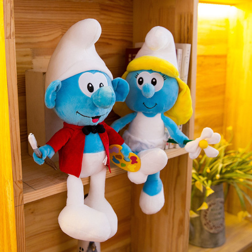 New Creative Blue Smurf Plush Toy Grabber Doll Stuffed Animal for Girls' Birthday Gift, Factory Direct Sale
